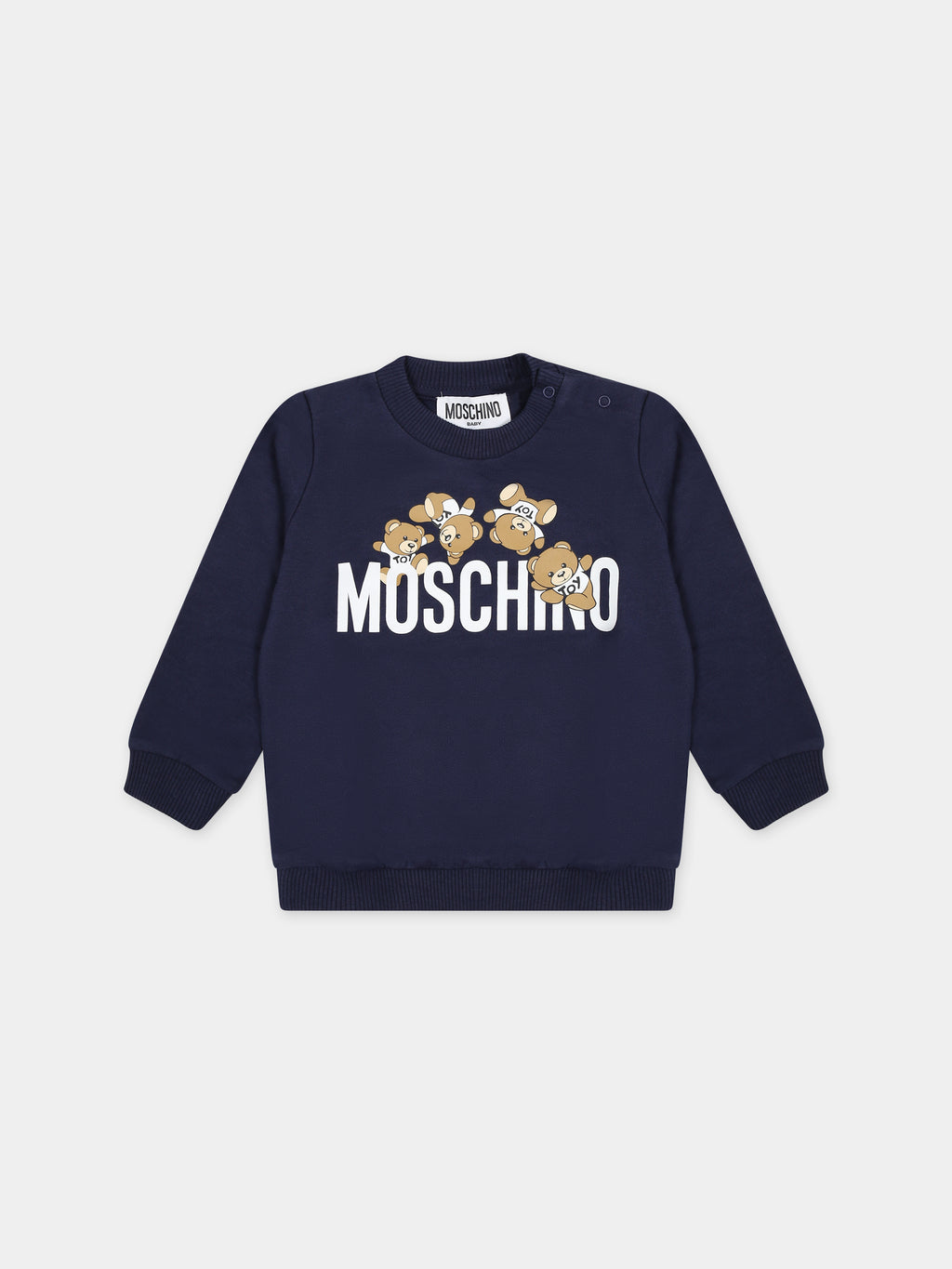 Blue sweatshirt for babies with Teddy Bears and logo